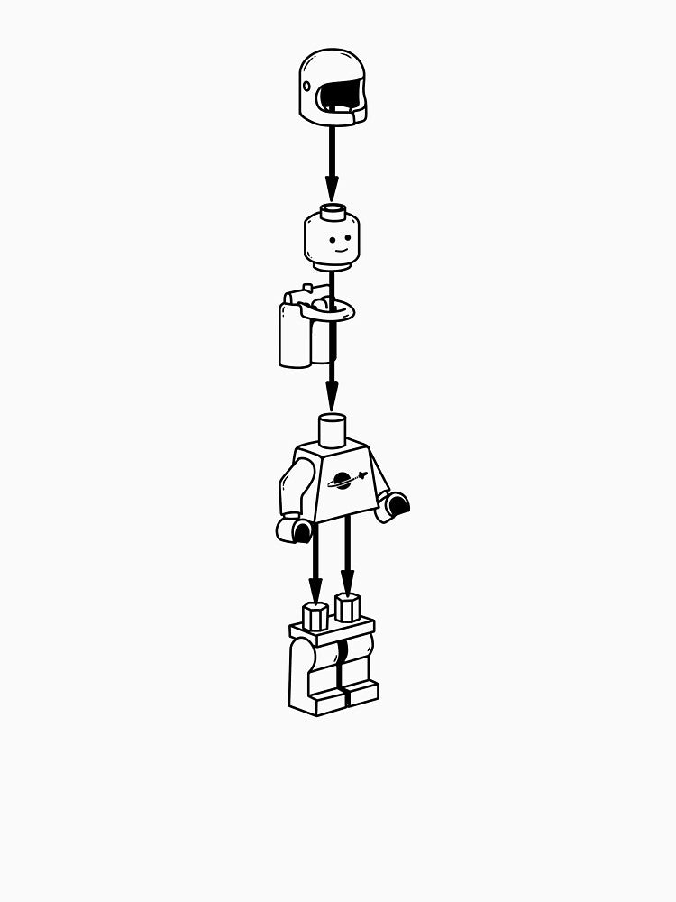 Brick Spaceman Instructions Minimalist Line Art by LDBW