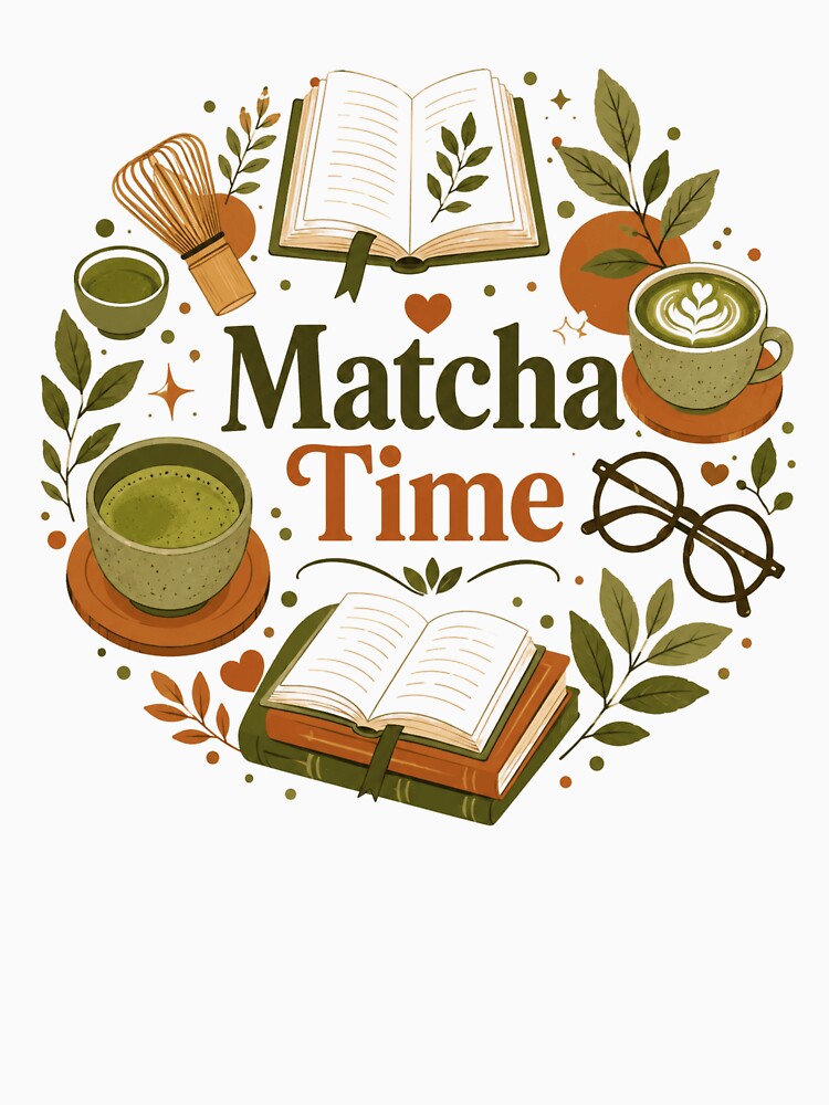 Matcha Time Bookish Aesthetic by BrewmarkStudio
