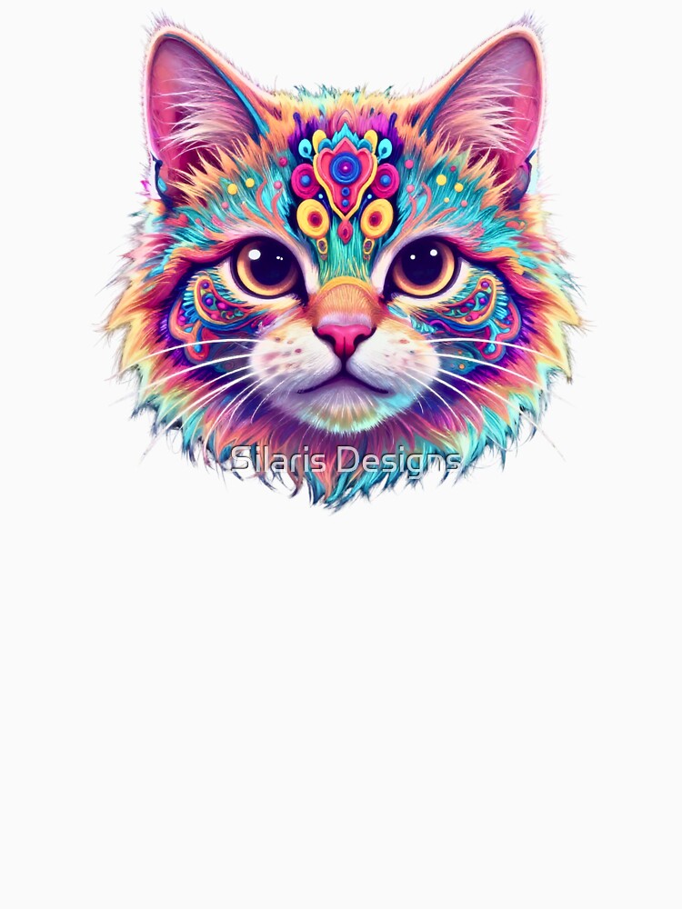 Colorful Mandala Cat – Psychedelic Sacred Geometry Cat Art by Silaris Designs