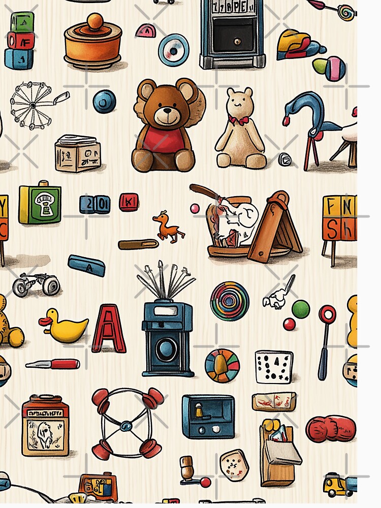 Charming Watercolor Illustration of Classic Toy Assortment by Piotrek0001