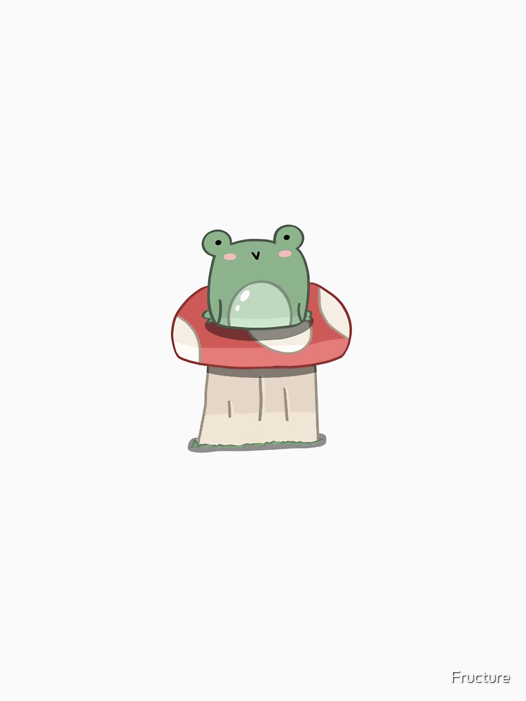 Cute Green Frog on Red Mushroom by Fructure