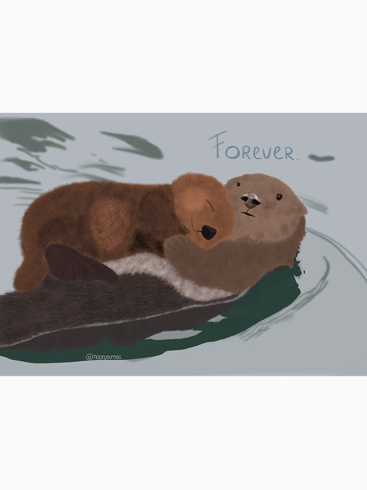 Otters holding hands (full drawing) by noonjournal