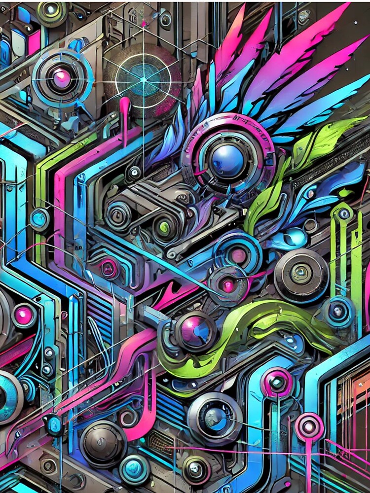Neon Circuitry: Futuristic Abstract Graffiti by aunins7