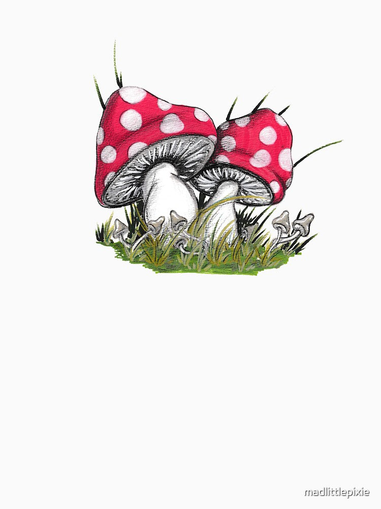 whimsical red amanita mushrooms by madlittlepixie