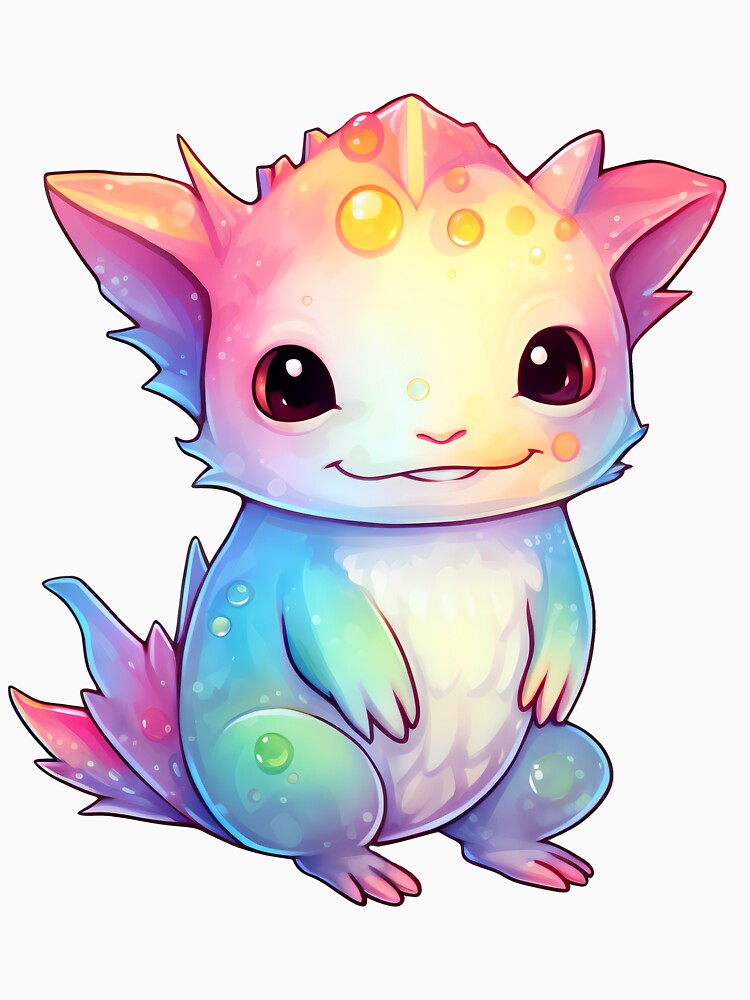 Rainbow Axolotl Cute Little Kawaii Creature - Pink Animals by Alcyonian