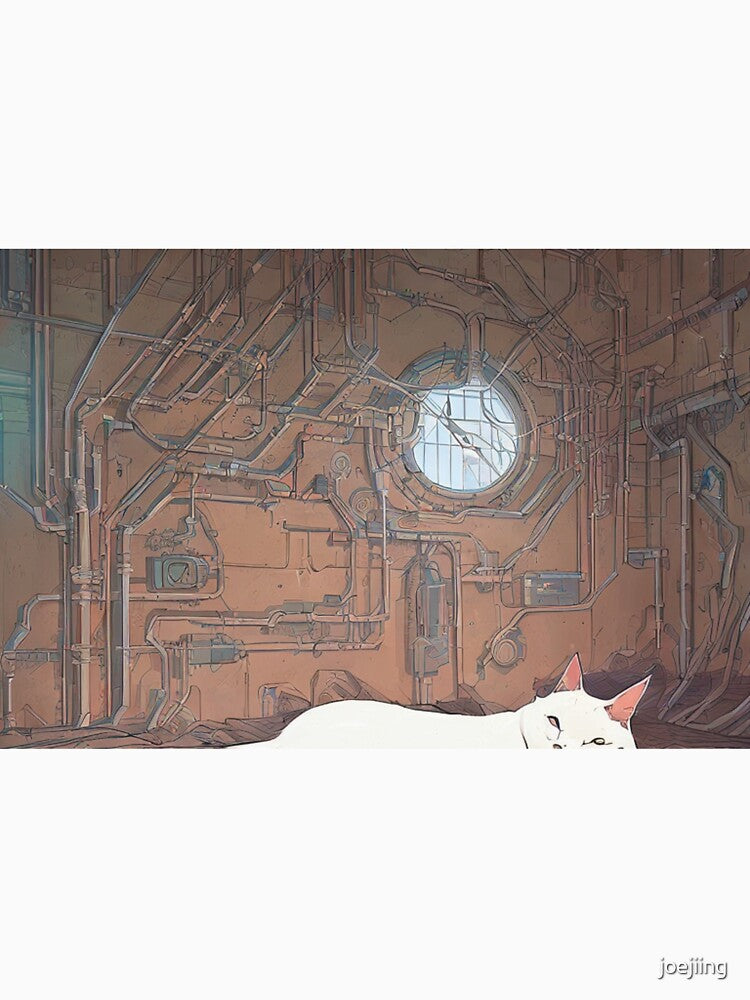 Fox resting in a space warehouse - Cyberpunk by joejiing