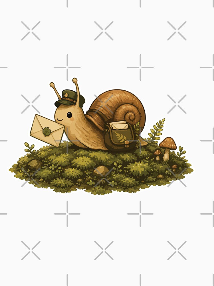 Cute Snail Mail Carrier Cottagecore Forest Postman by SimplePoDesign