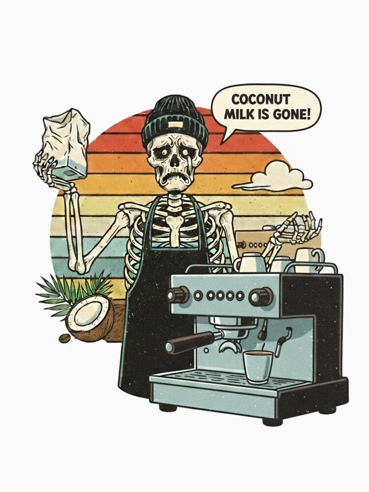The Eternal Frustration: Coconut Milk Is Gone! Skeleton Barista by Appolishop