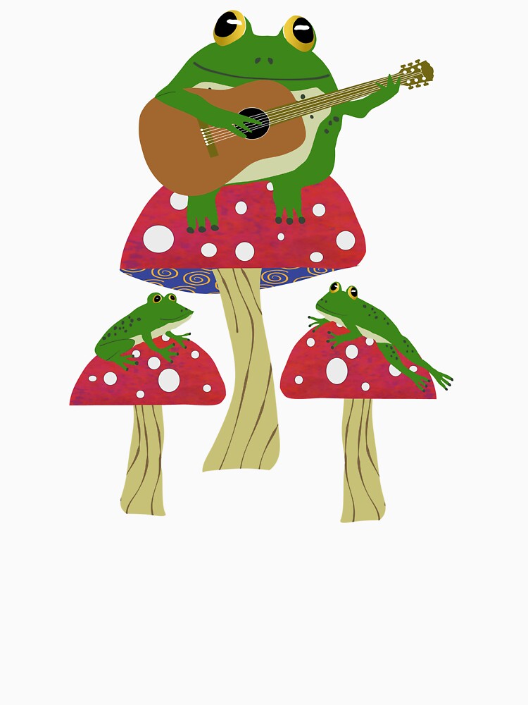 Frog Playing a Guitar on a Mushroom by Cedarrue