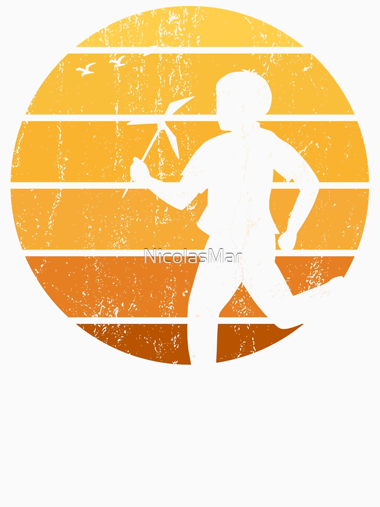 Retro Sunset Silhouette – Running Kid With Windmill Toy | Vintage Childhood Design by NicolasMar