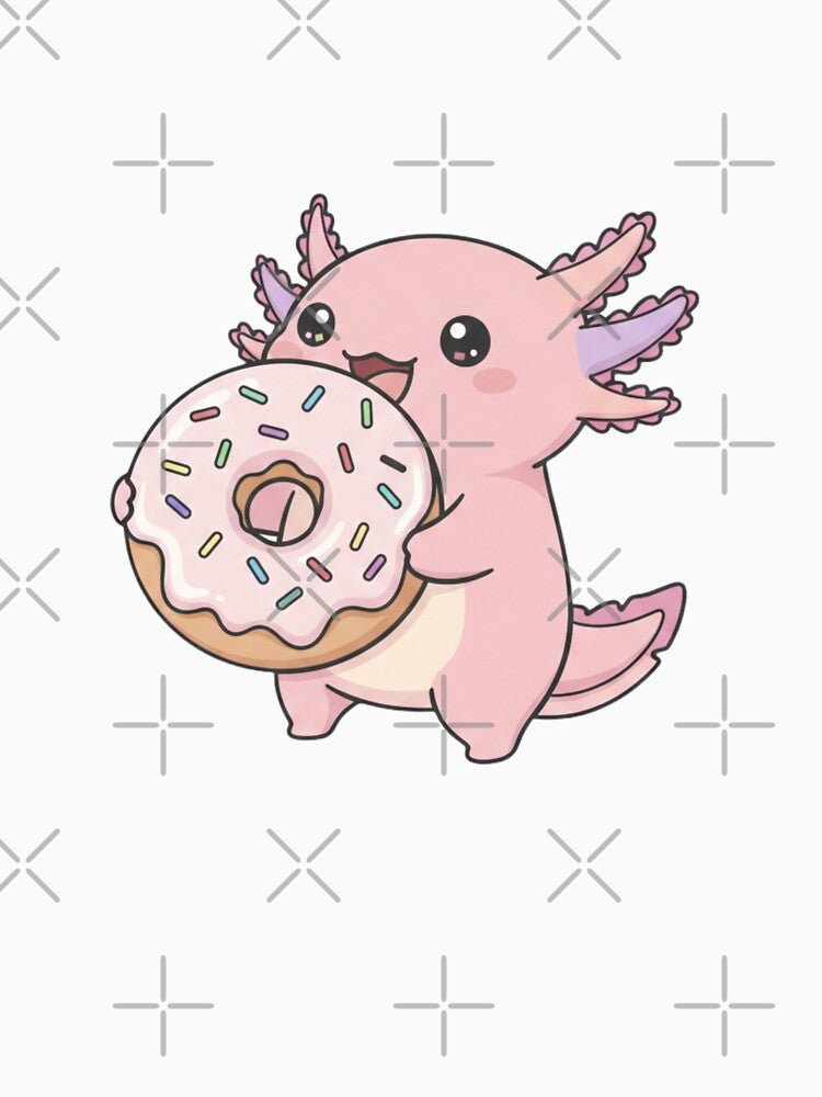 Donut Axolotl cute kawaii pink funny adorable doodle birthday christmas by CheeseBlueprint