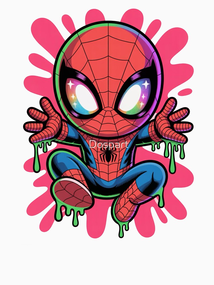 Neon Drip Spider Hero – Cute Kawaii Street Art Style by Dospart