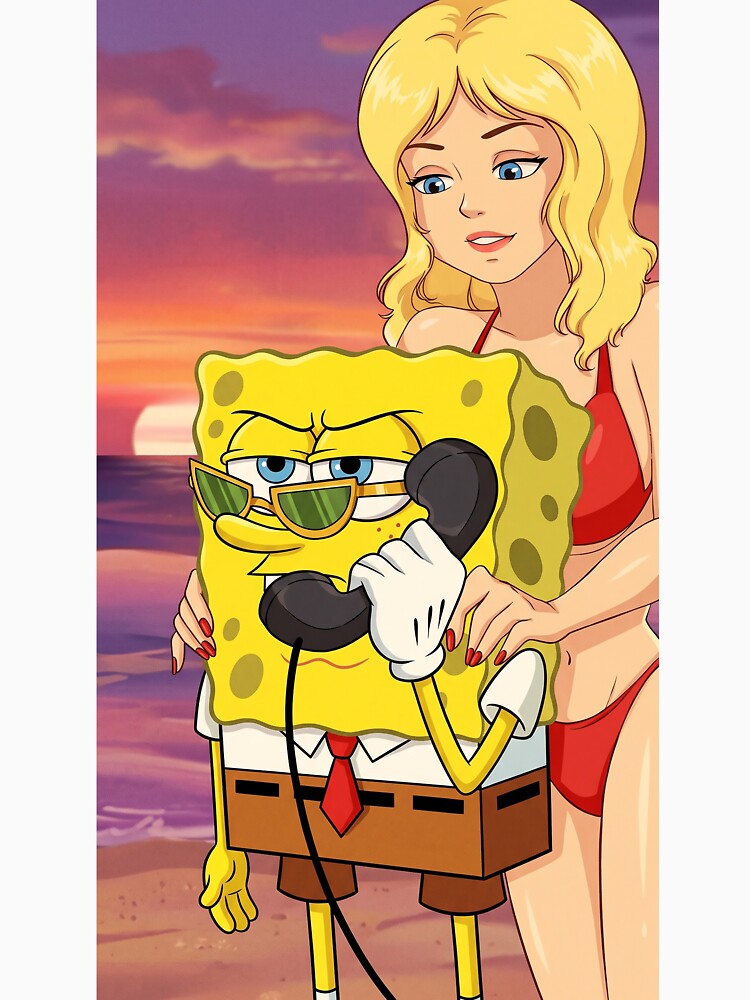 Yellow Sponge Beach Sunset Cartoon by beastmaster6