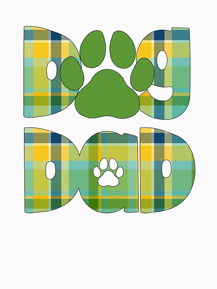 Dog Dad Green Blue Yellow Plaid by HeidiMyersArt