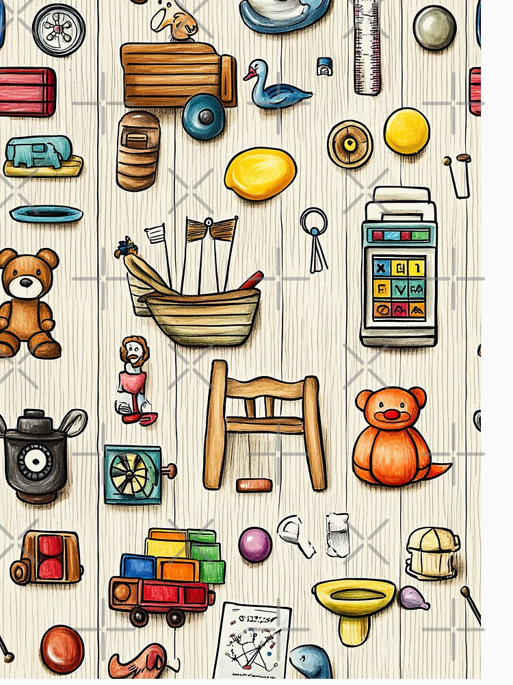 Classic Playroom Treasures Arranged in Watercolor Style by Piotrek0001