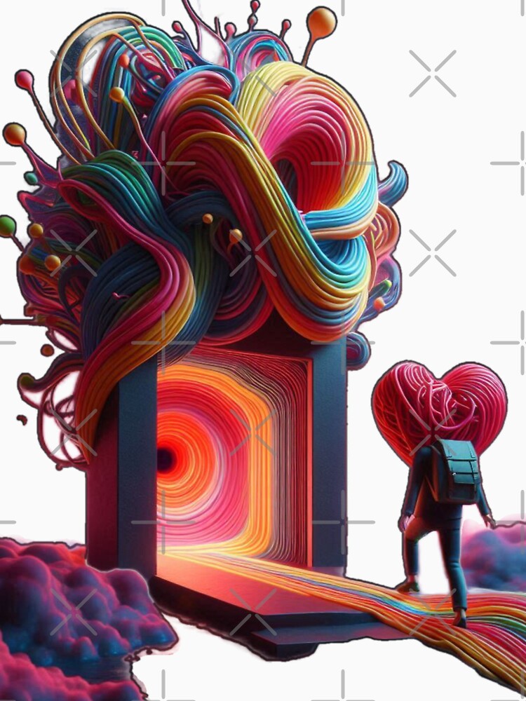 Twisted Hearts Surreal Heart Character Walking into Portal by LujziWorld
