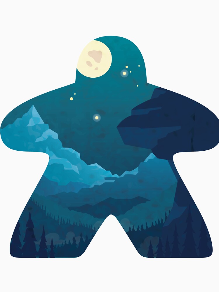 Moon and Mountain Scape Meeple Board Game Adventure Scene by BeamGeeks