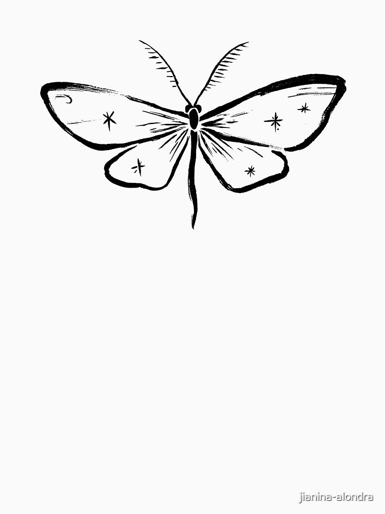 Celestial Moth Mystical Vintage Line Art by jianina-alondra