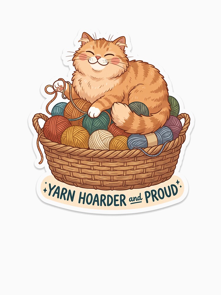 Yarn Hoarder And Proud Funny Knitting Crochet Cat Fiber Arts Gift by marcokawaii