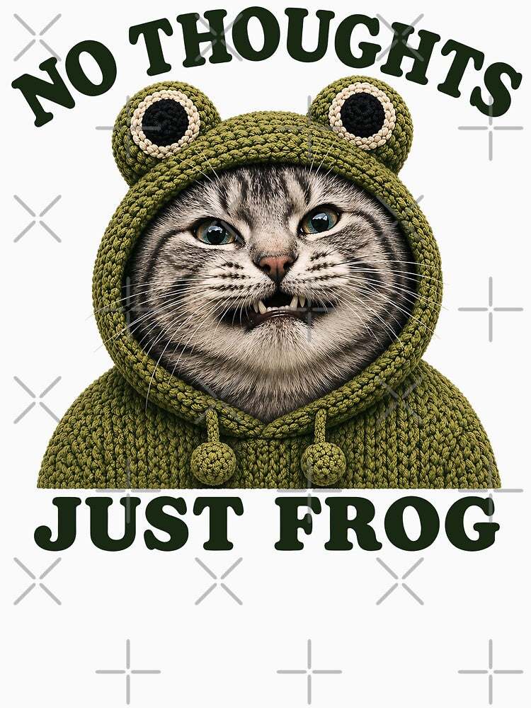 No Thoughts Just Frog Funny Frog Cat Meme by Eh Plus Designs