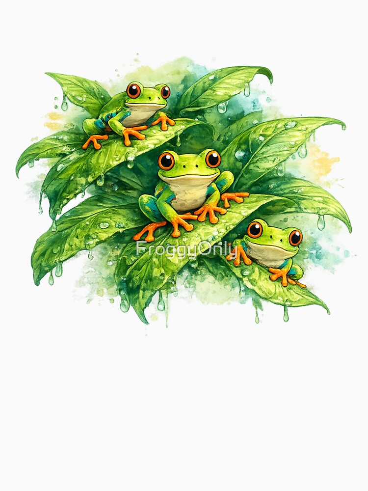 Tree frogs on tropical leaves by FroggyOnly