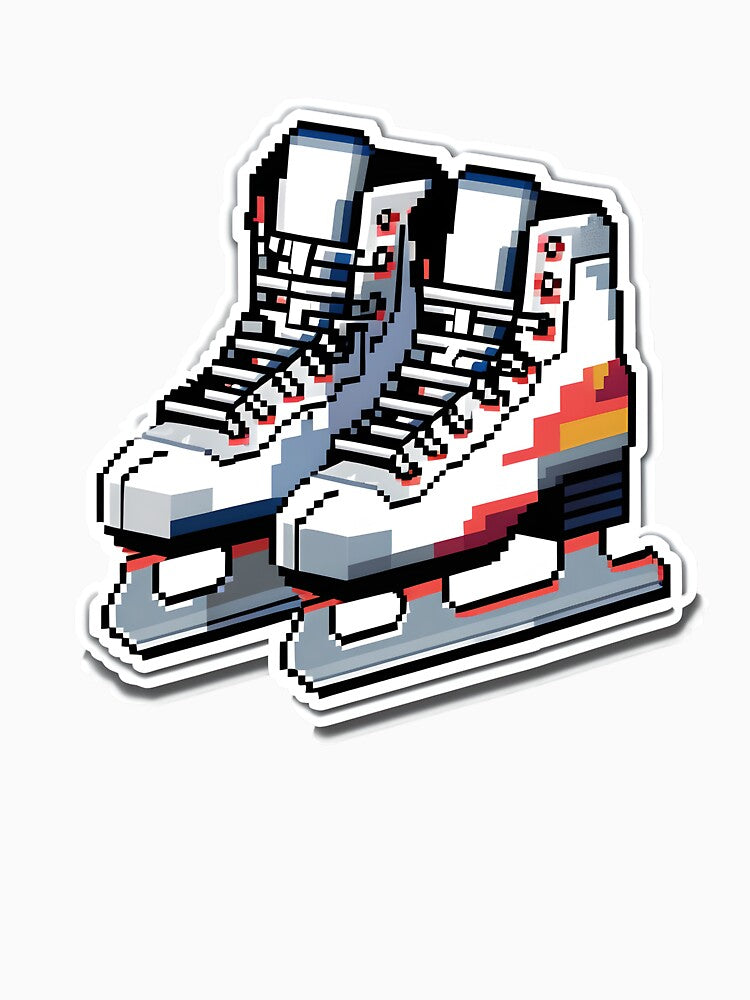 Cute Pixel Winter Ice Skates with Silver Blades by BankMano