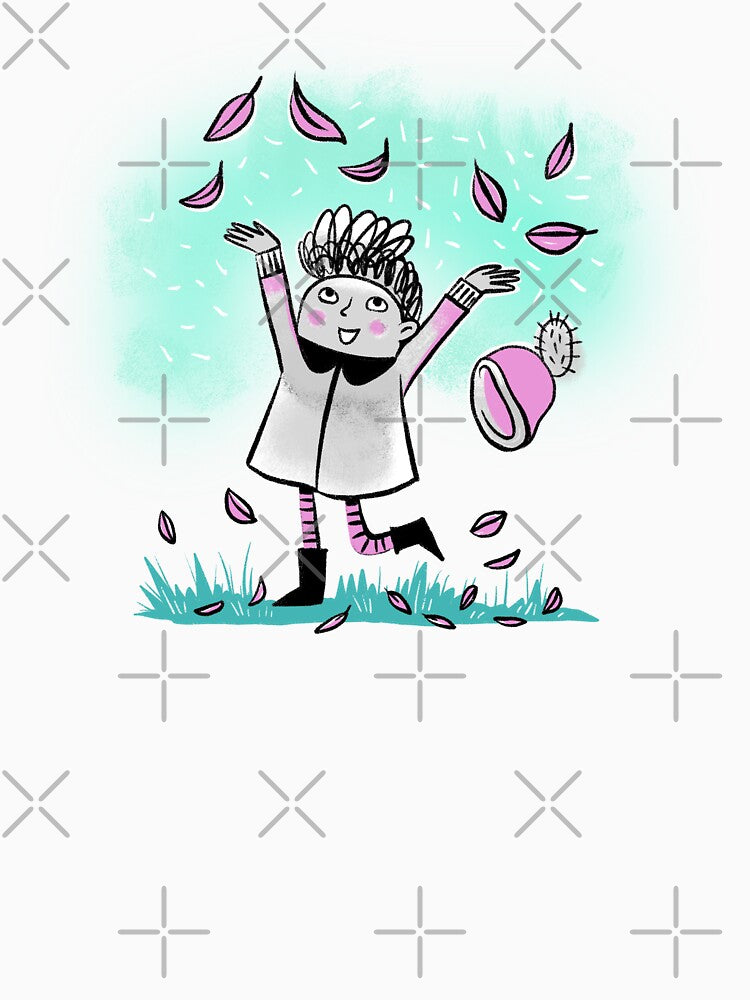 Child jumping in the leaves by jasmineberry