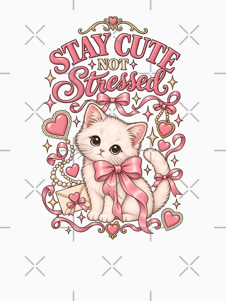 Stay Cute Not Stressed – Coquette Cat by AnteesocialTees