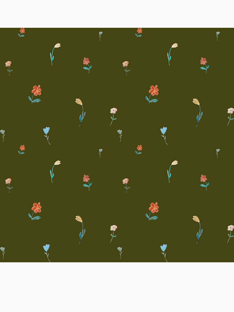 Flowers sketch flora seamless pattern a watercolor green by Yana Mustafina | Boho Soulful Designs