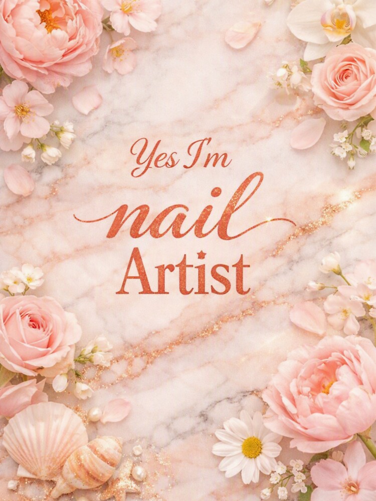 Yes I’m a Nail Artist Floral Pink Marble Beauty Design by Lalala cute