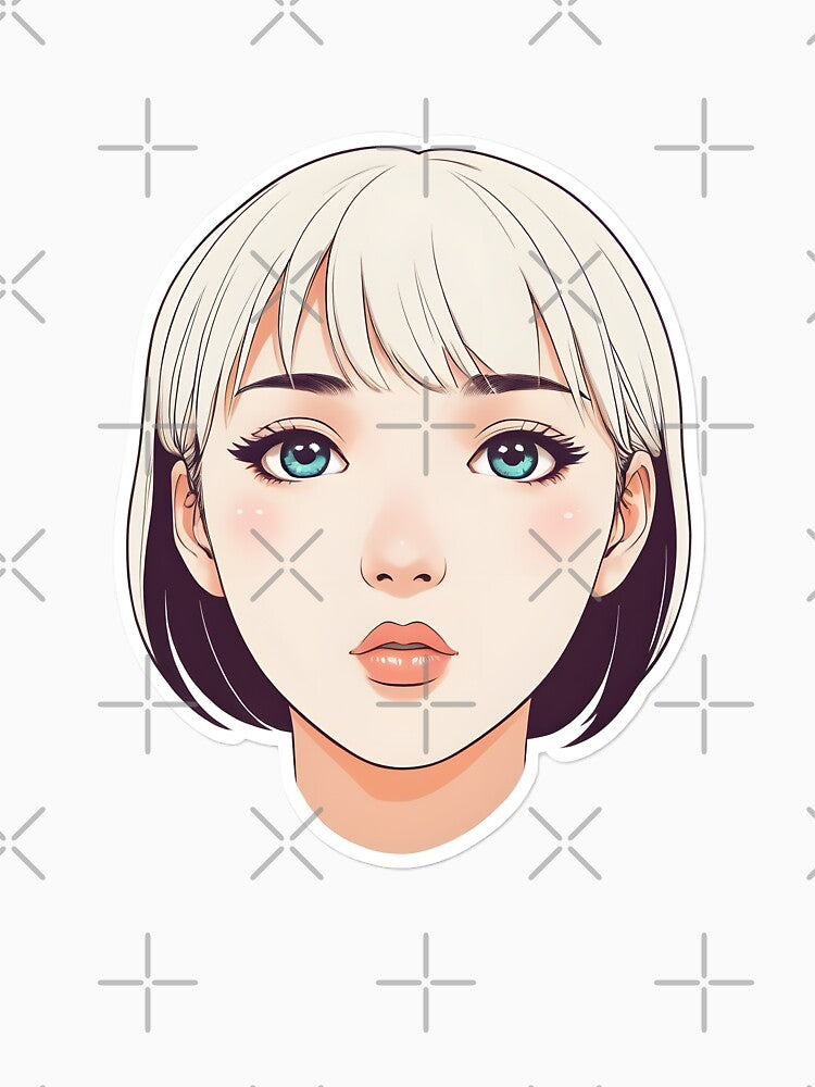Minimal Anime Face cute girl– Expressive Minimalist Character Design by RELAX STATION