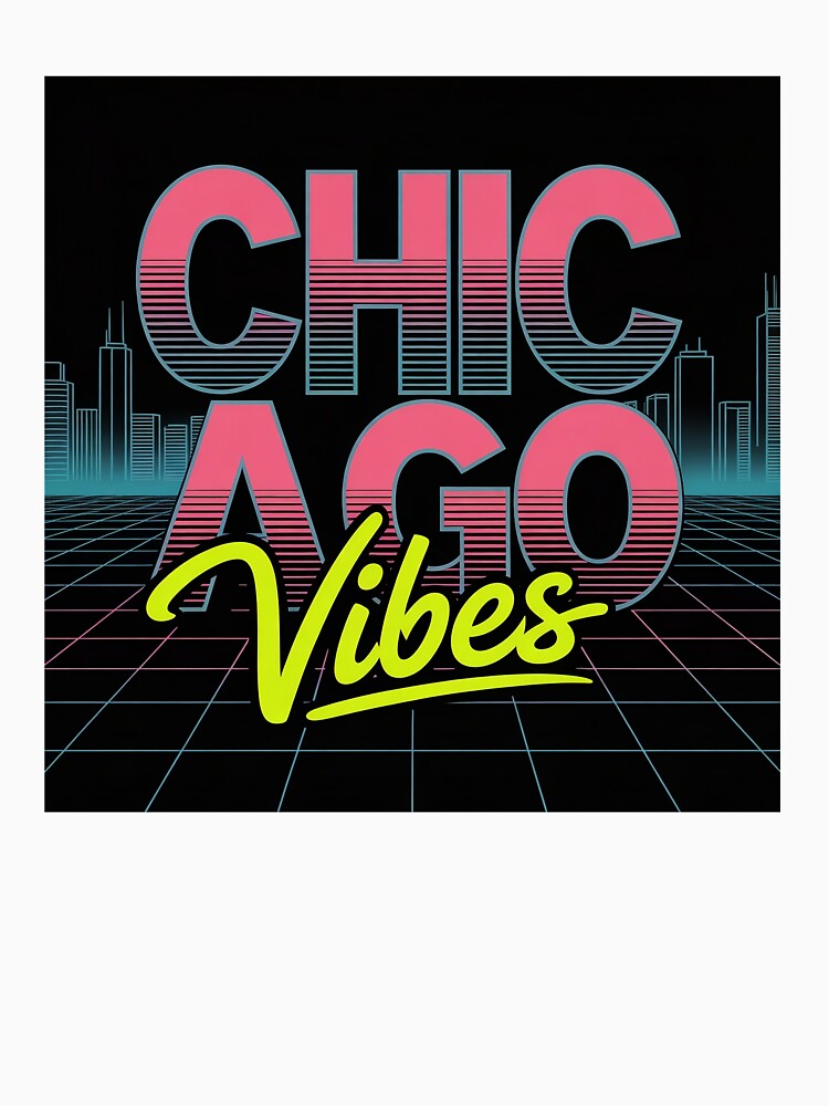 "Retro Chicago Neon Vibes – City Style Graphic" by HolisticFurArt