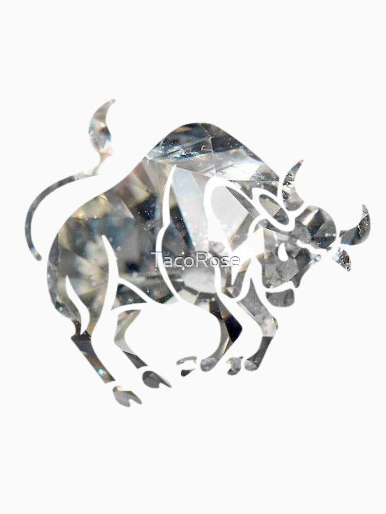 Taurus Zodiac Symbol Silhouette Design With April Birthstone Diamond Background by TacoRose