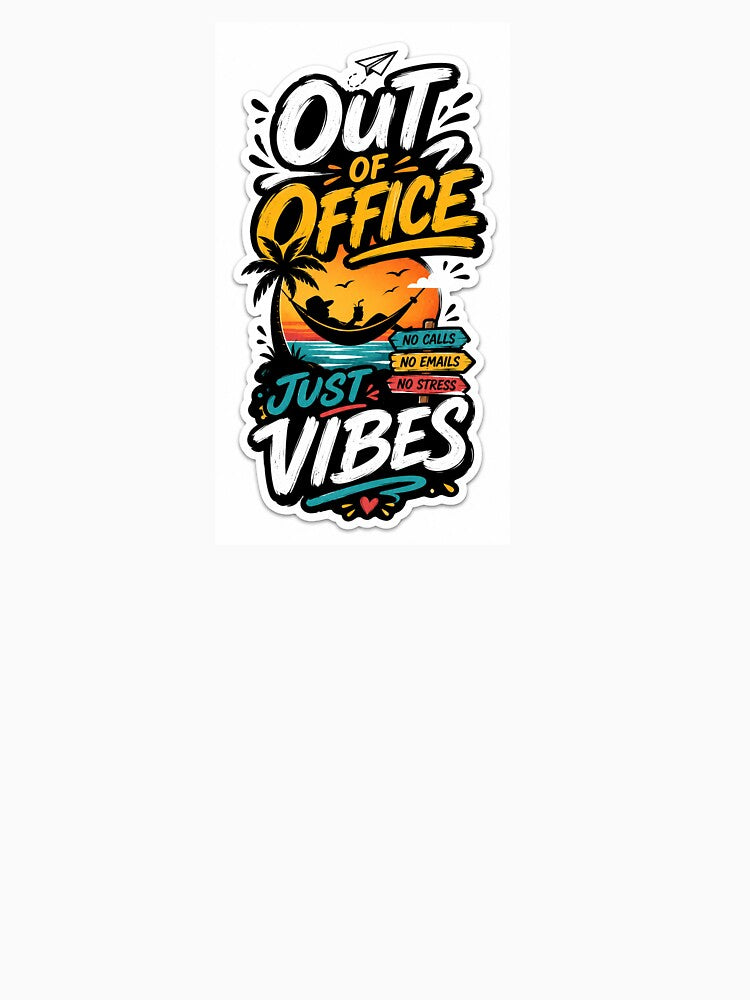 Out of Office Just Vibes Retro Sunset Sticker by Stickershutter