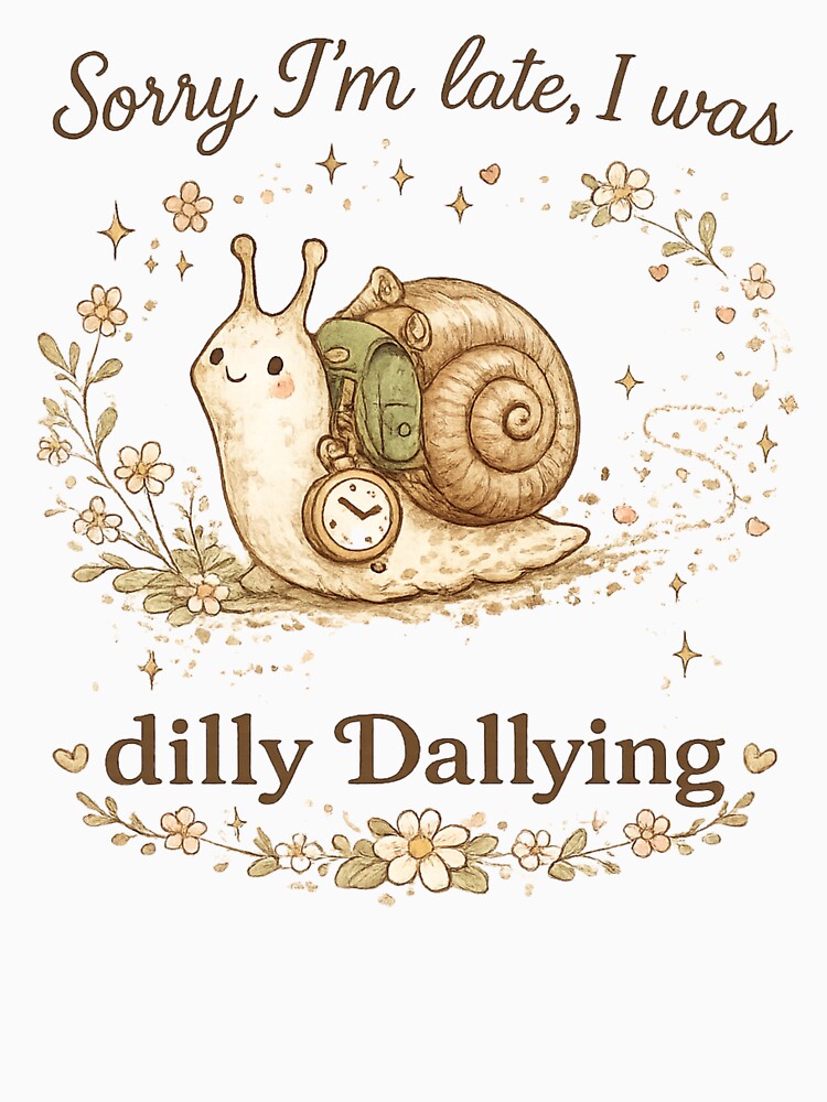 Sorry I'm Late Dilly Dallying Cute Snail by DigitalMomy