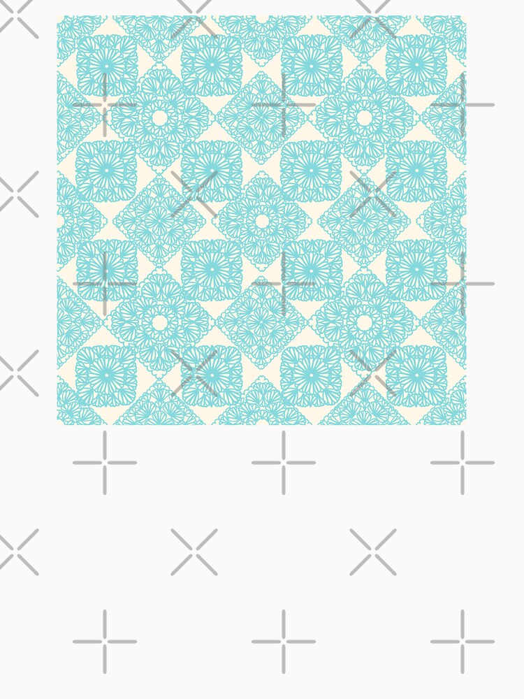 Teal Turquoise granny squares over cream by marufemia