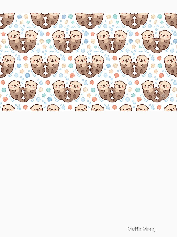 Cute Chibi Sea Otters Holding Hands Pattern by MuffinMeng ⭐⭐⭐⭐⭐