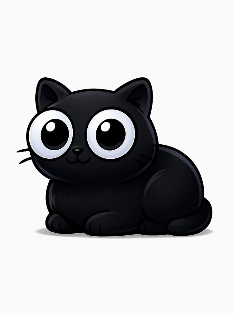 Cat Loaf Pose | Kawaii Kitty with Giant Eyes & Tiny Ears | Cute Cozy Cat Illustration by PrintCreations9