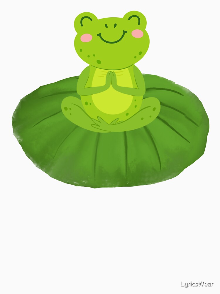 Frog doing yoga on lotus a leaf by LyricsWear