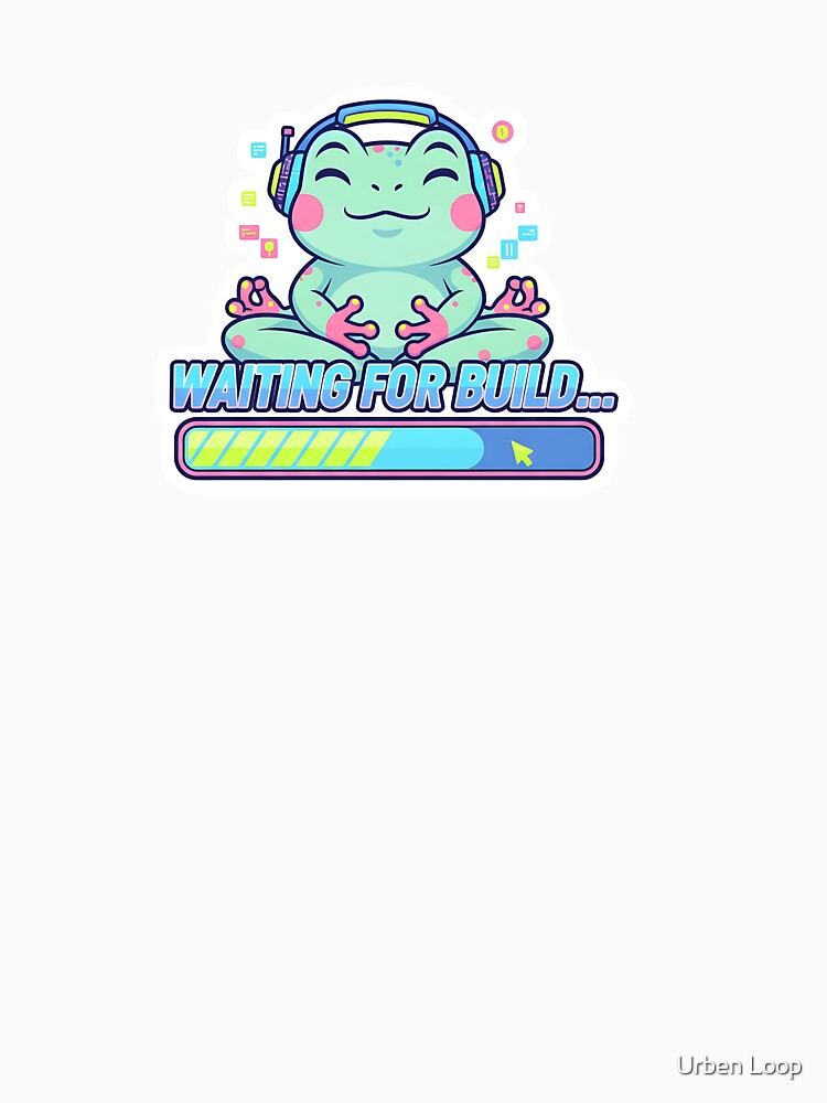 Cute Frog Gamer Waiting for Build – Funny Programming & Coding Progress Bar Design by Urben Loop