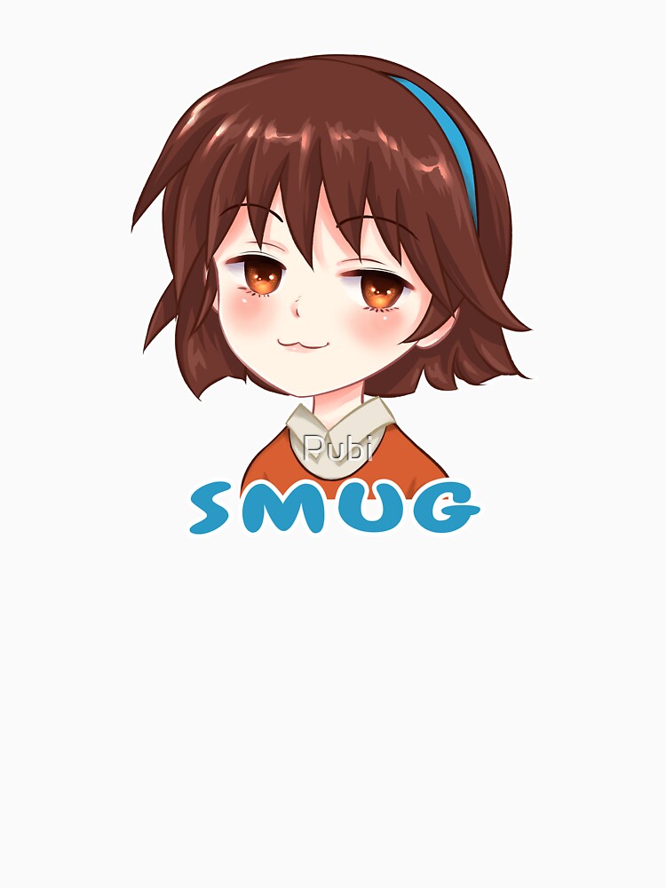 Smug Face Cute Anime Girl Gift For Otaku Fan by Pubi