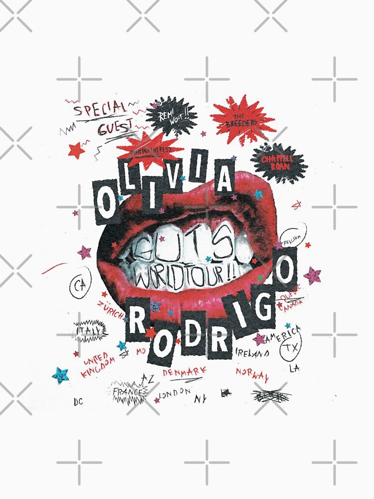 Olivia GUTS World Tour Fan Art Poster – Punk Collage Lips Graphic Print by gringoods
