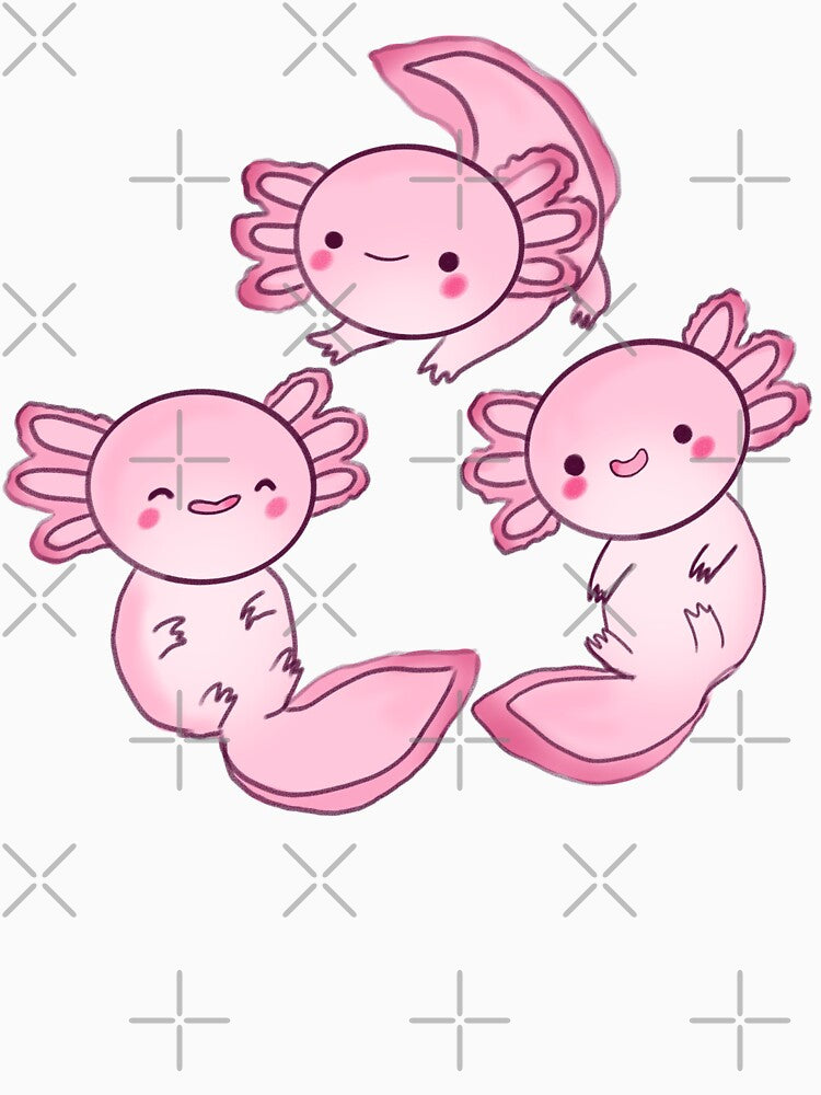 Pink cute axolotls by Mayarart