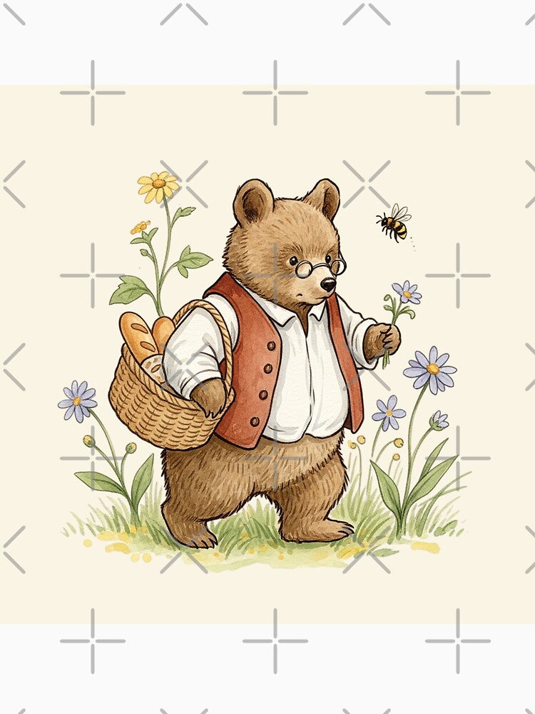 Distinguished Bear with Fresh Bread Basket by Pasteltone