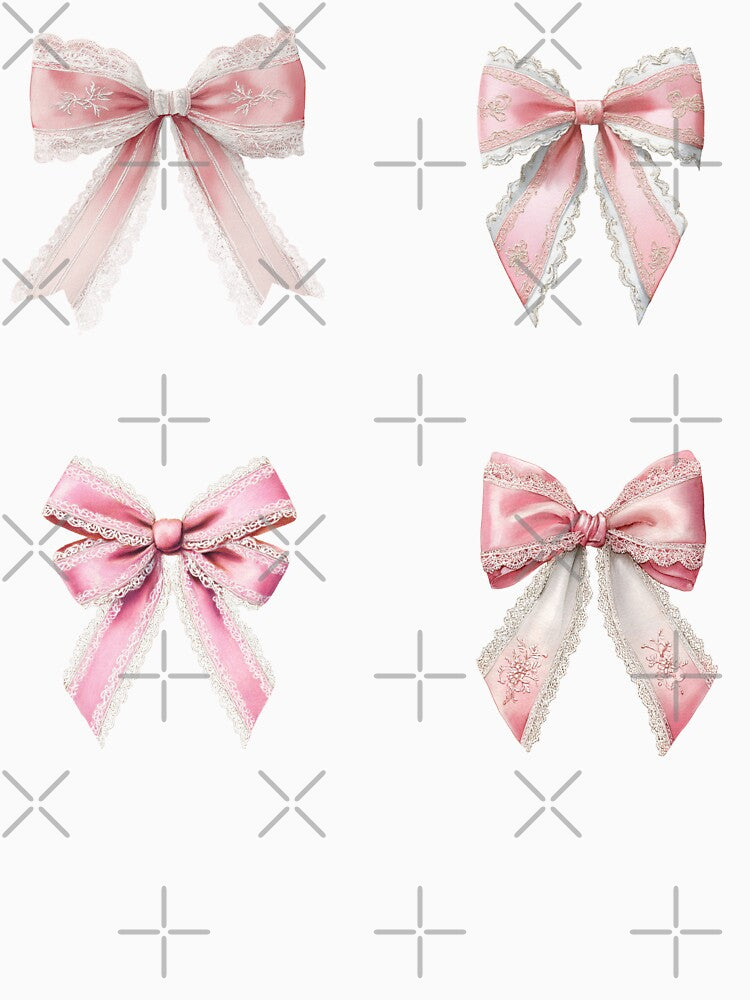 Mini Pink and white lace bows sticker pack by MendaciousMina
