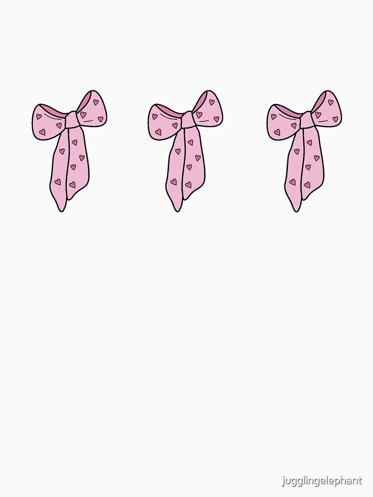 Pink Kawaii Bow Trio with Hearts | Coquette Aesthetic Drawing by jugglingelephant