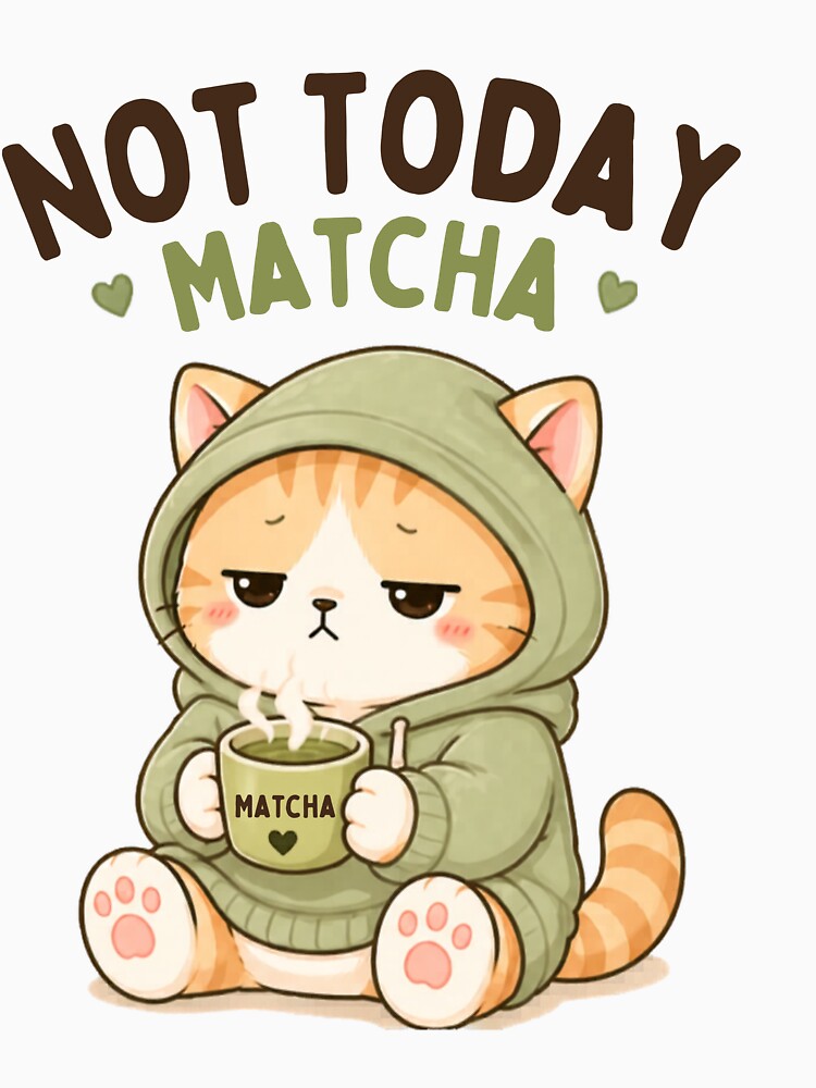 Not Today Matcha Cat | Cute Kawaii Aesthetic | Tired Mood Design by The Mood Index
