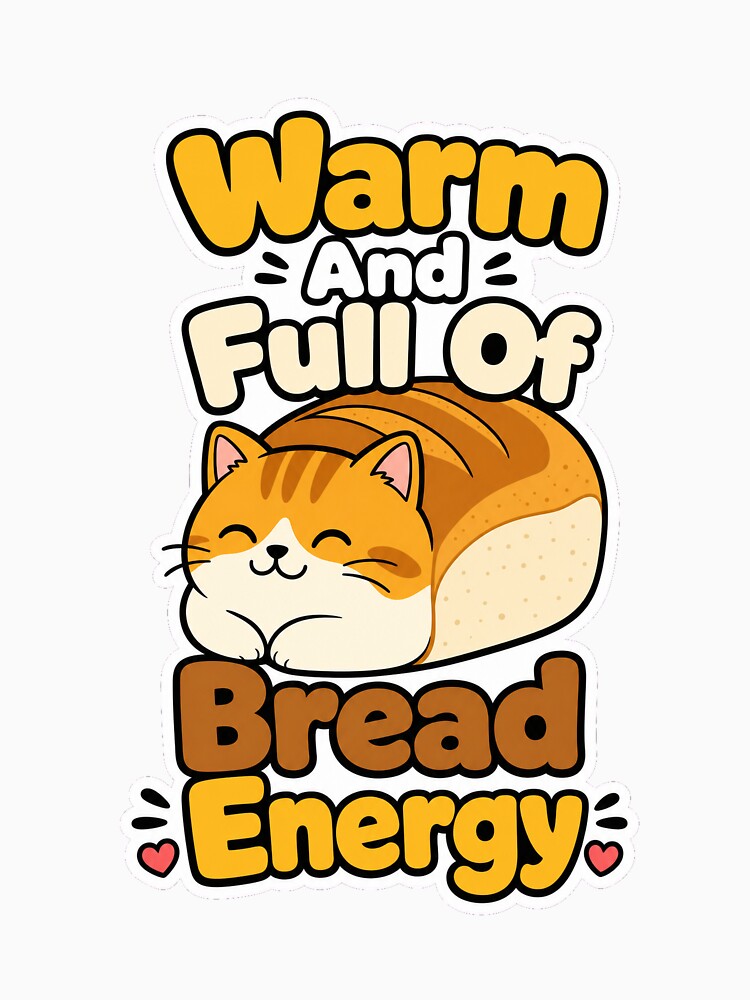 Warm And Full Of Bread Energy Funny Cat by VisualArtsOasis