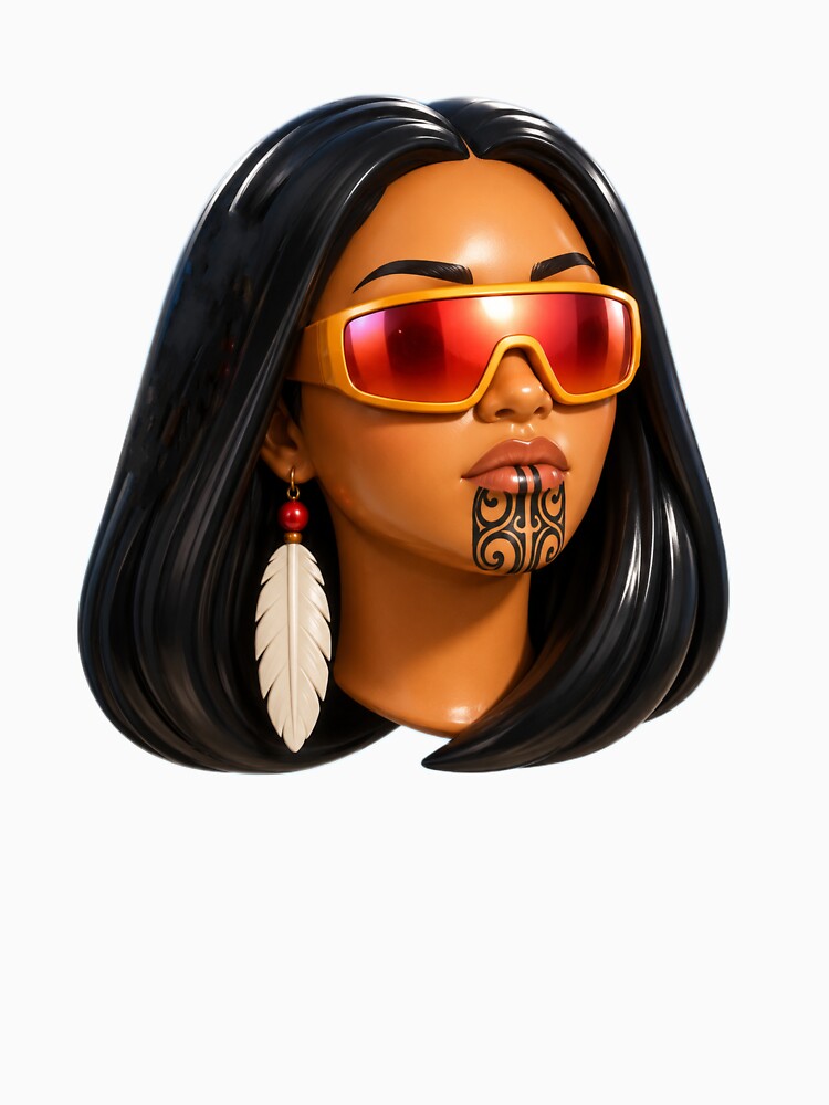 Modern Māori Woman with Moko Kauae by Doug Healey