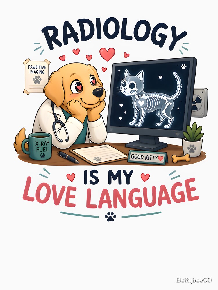 Radiology Is My Love Language Dog Design | Cute Veterinary X-Ray Humor by Bettybee00